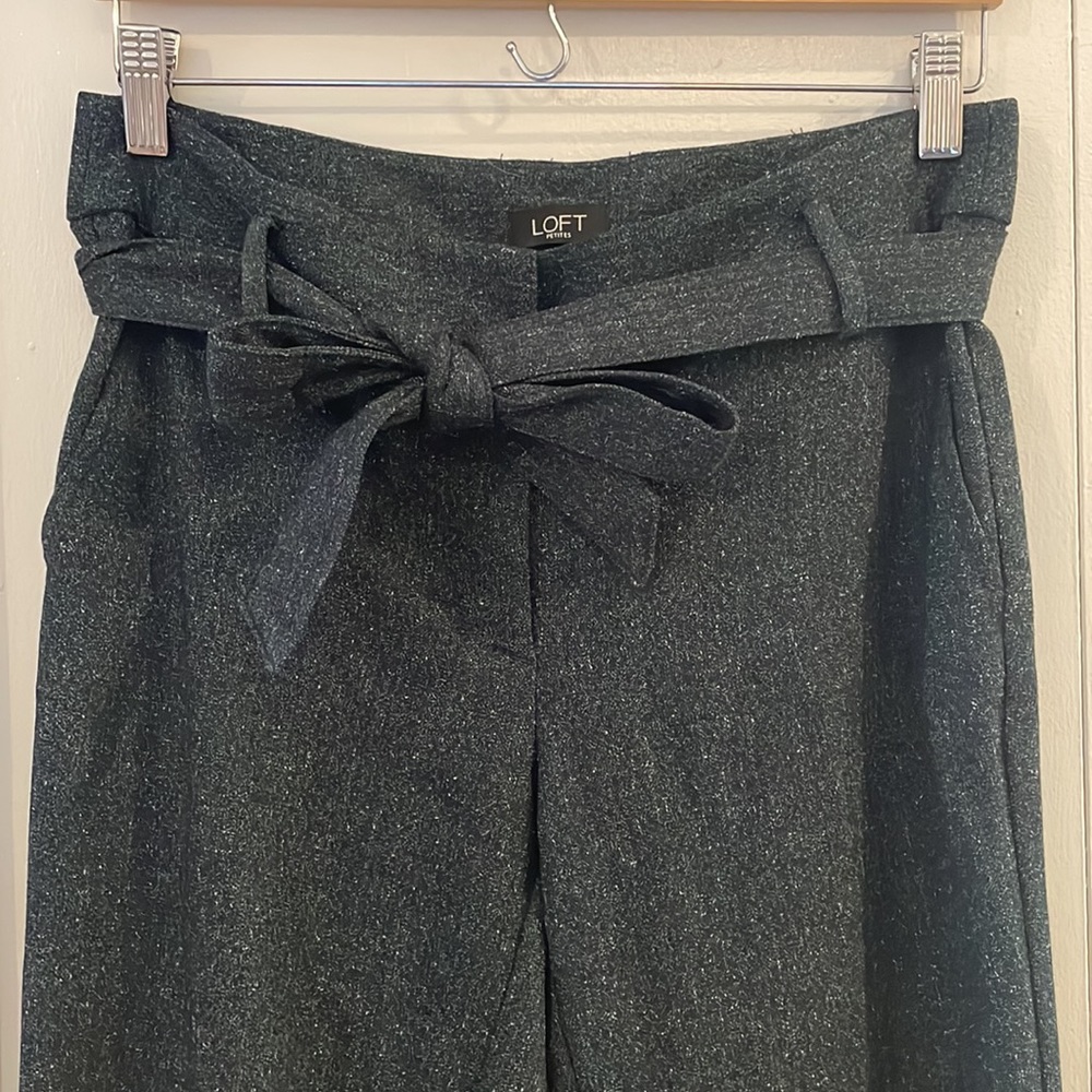 Loft navy blue high waisted paper bag pants